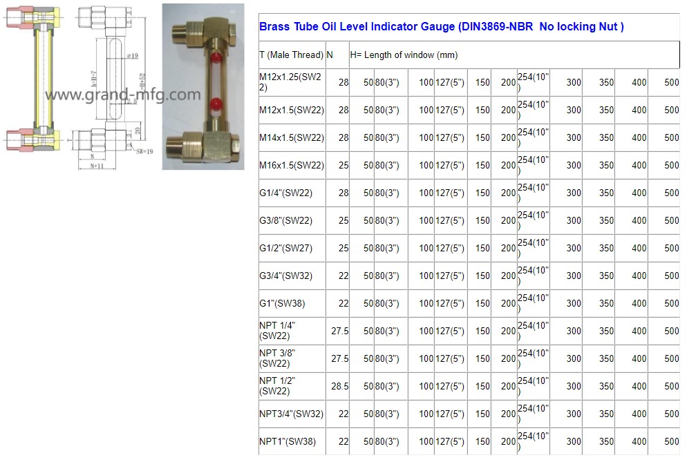 Brass Tube Oil Level Inidcator Gauge With Glass Tube.JPG