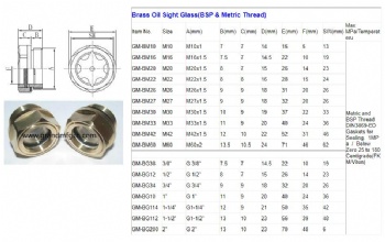 Hydraulic System Brass oil Sight Glass Oil Levels BSP 1/2