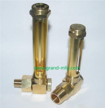 Brass Elbow tubular oil level indicator gauge with separate screw in fitting