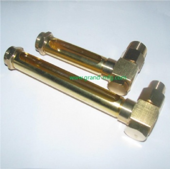 Brass Elbow tubular oil level indicator gauge with separate screw in fitting