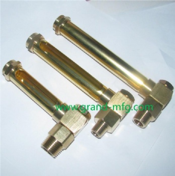 Brass Elbow tubular oil level indicator gauge with separate screw in fitting