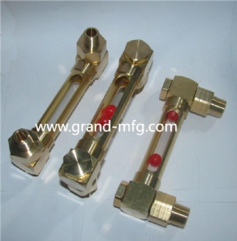 Brass Elbow tubular oil level indicator gauge with separate screw in fitting