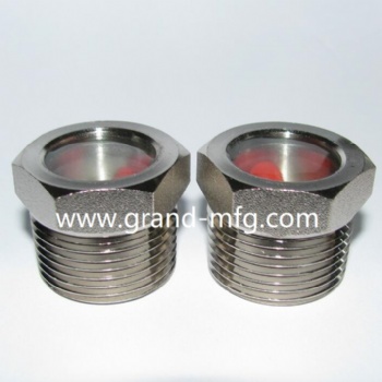 Liquid level indicator flange fused oil sight glass plug