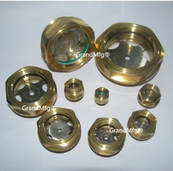 brass Oil level sight glass with safety glass